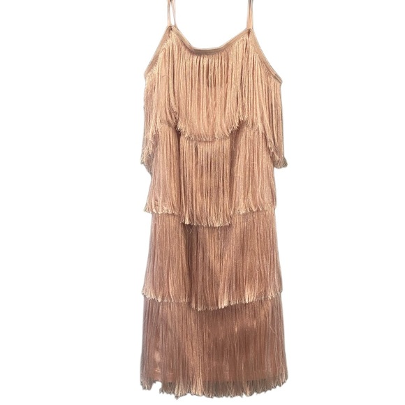 SHEIN Dresses & Skirts - Shein L fringe trim satin cami dress